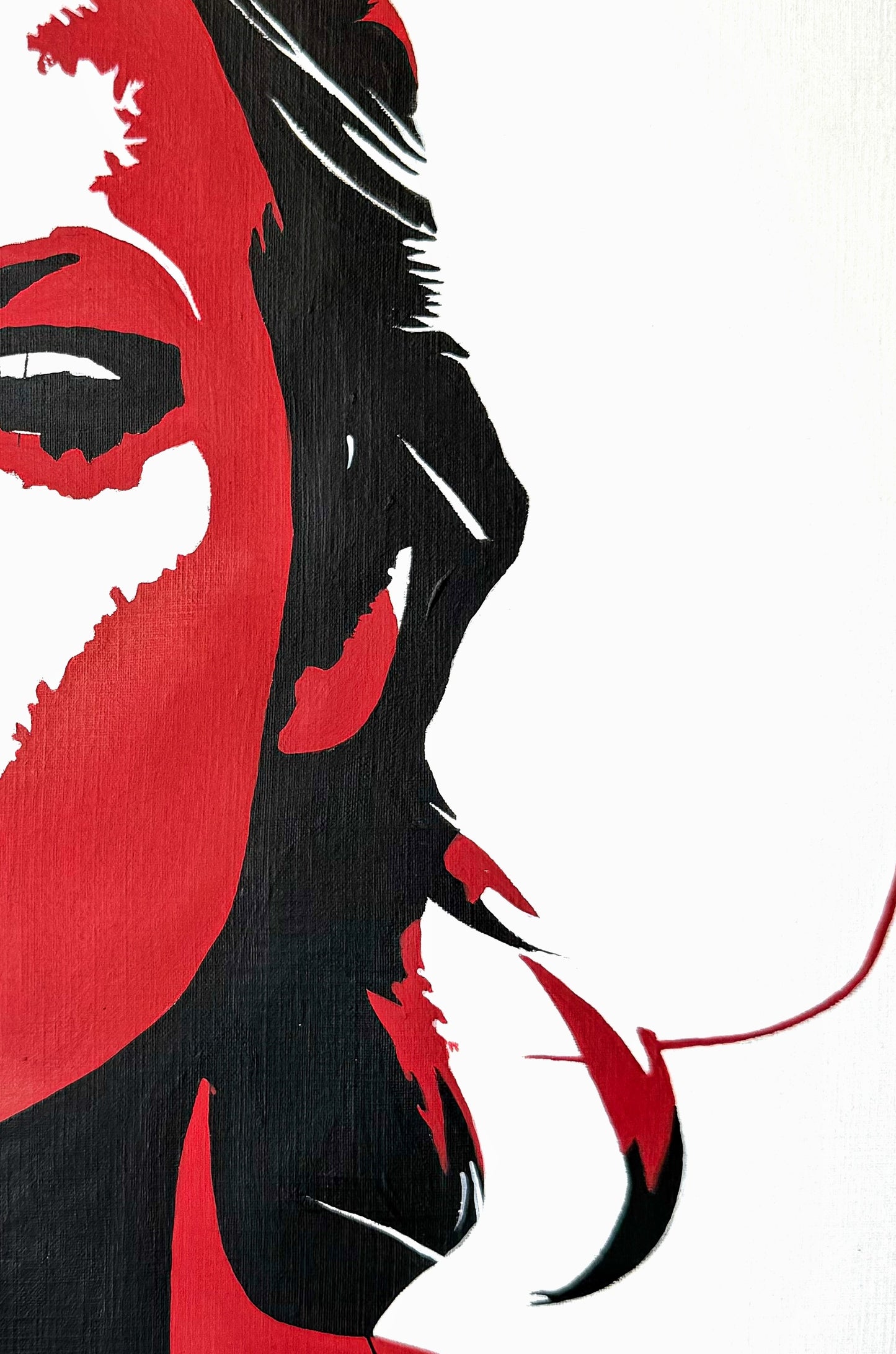 Crimson Command — Fine Art People — detail 6 — acrylic by Nahira | VanArtHub original art
