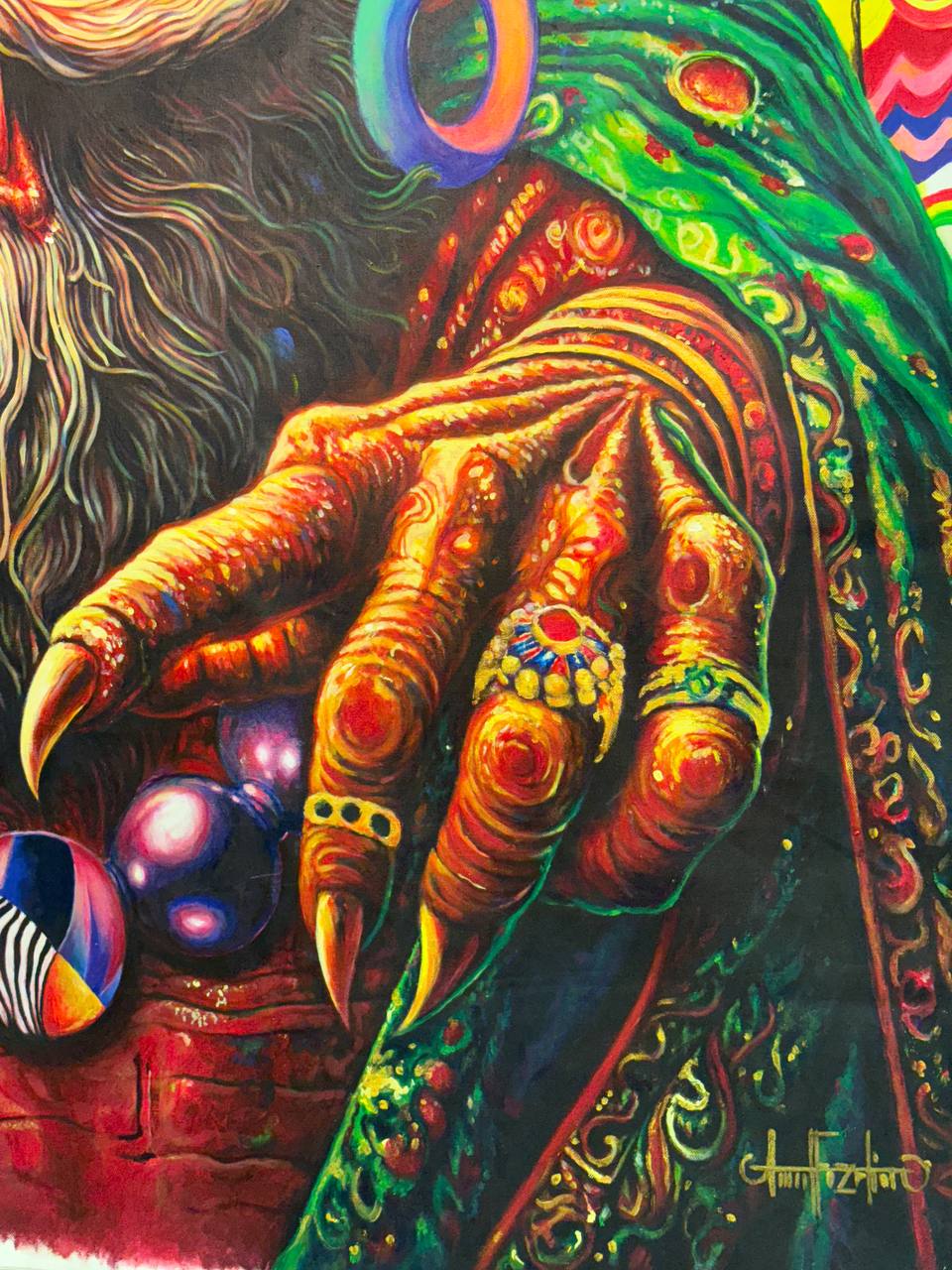 The Monster (Div)Command — original art — detail 5 — acrylic by Amir Fazelian | VanArtHub original art