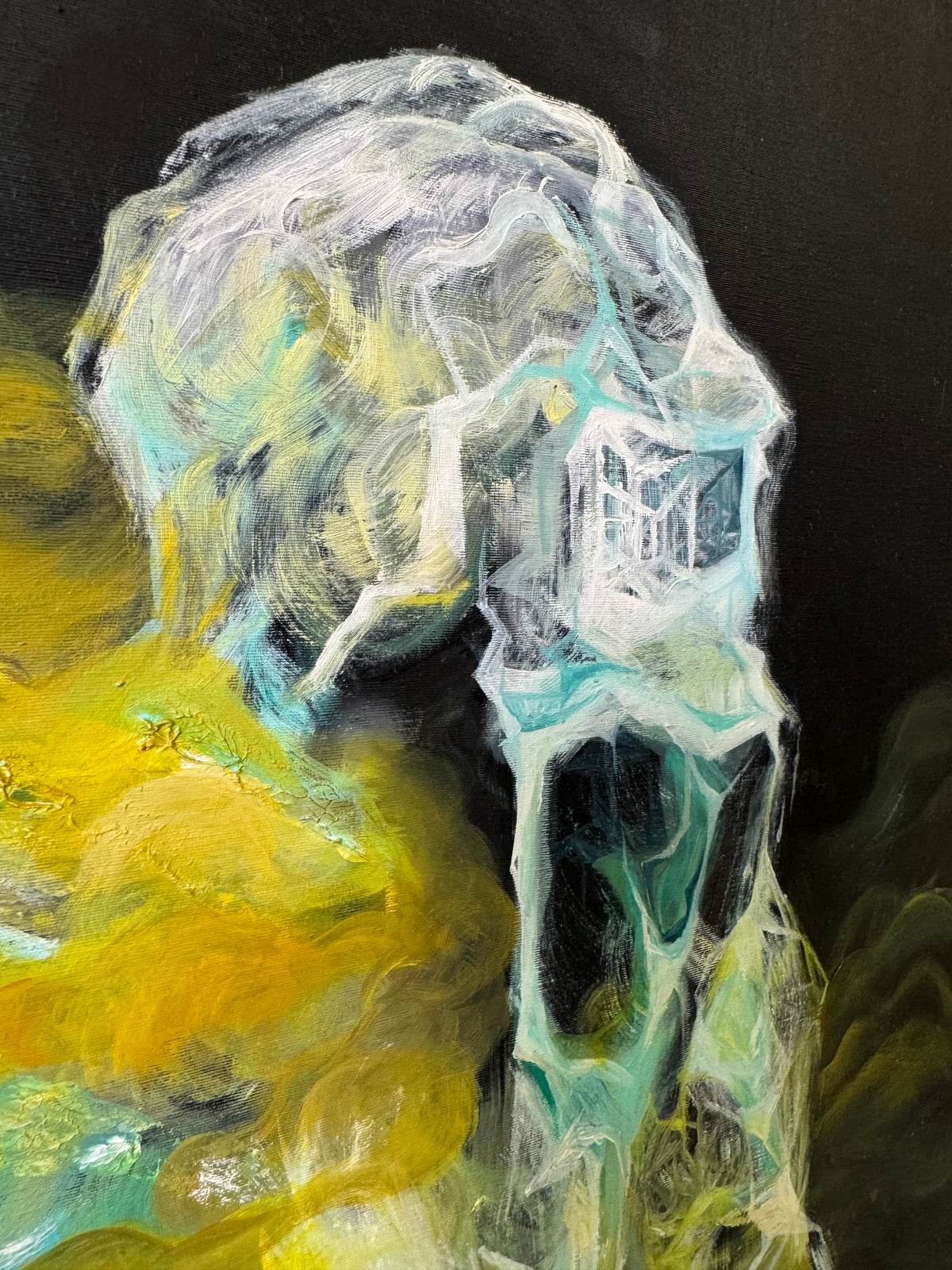 Beyond the Stone — Abstract art — detail 6 — oil by Roshan | VanArtHub original art