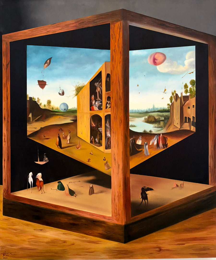 Parallel Reflections: Original Oil on Canvas by Melina Ghaemi | VanArtHub, an original painting in the Large Abstract Paintings for Lobby collection