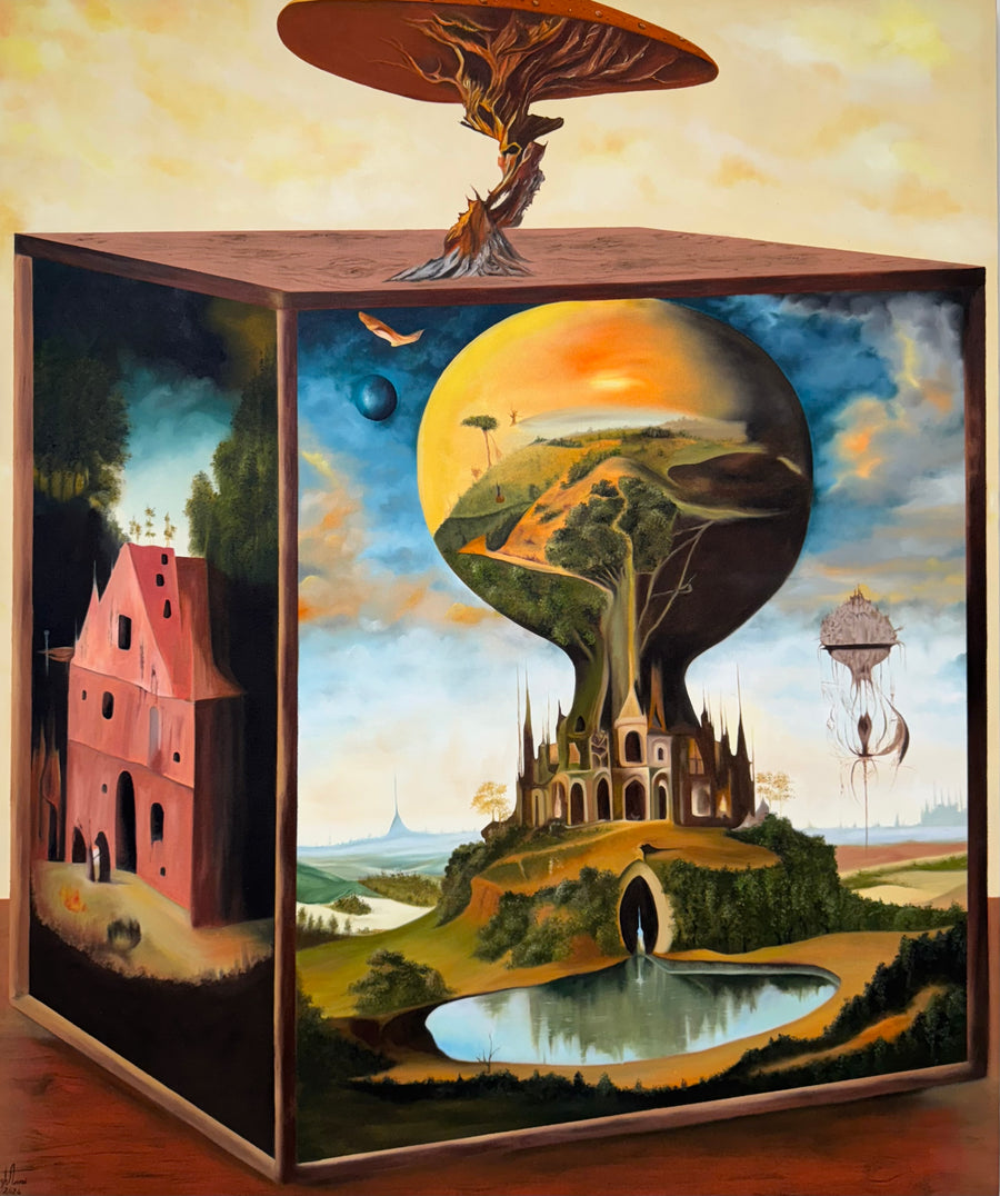 Forgotten Planets: Original Oil on Canvas by Melina Ghaemi | VanArtHub, an original painting in the Hotel Wall Art collection