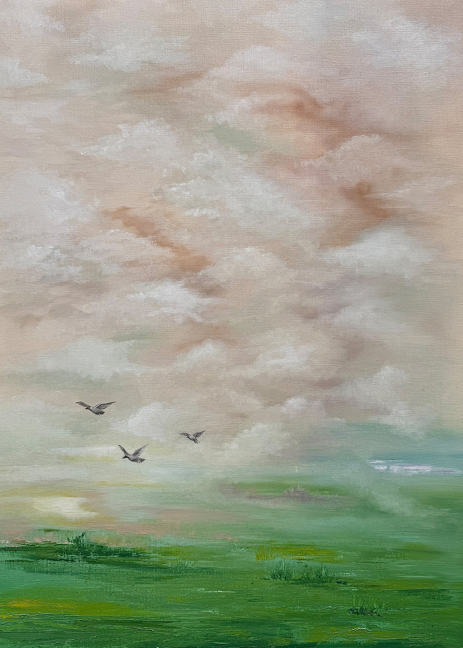 Dance of Birds in the Breeze: Original Oil on Canvas by Phaedra | VanArtHub, an original painting in the Best of 2026 collection