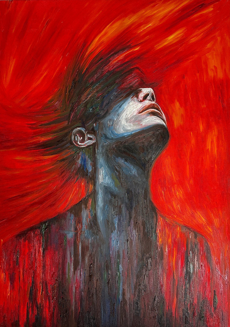 Inferno of the Mind: Original Oil on Canvas by Nahira | VanArtHub, an original painting in the Hotel Lobby Art collection