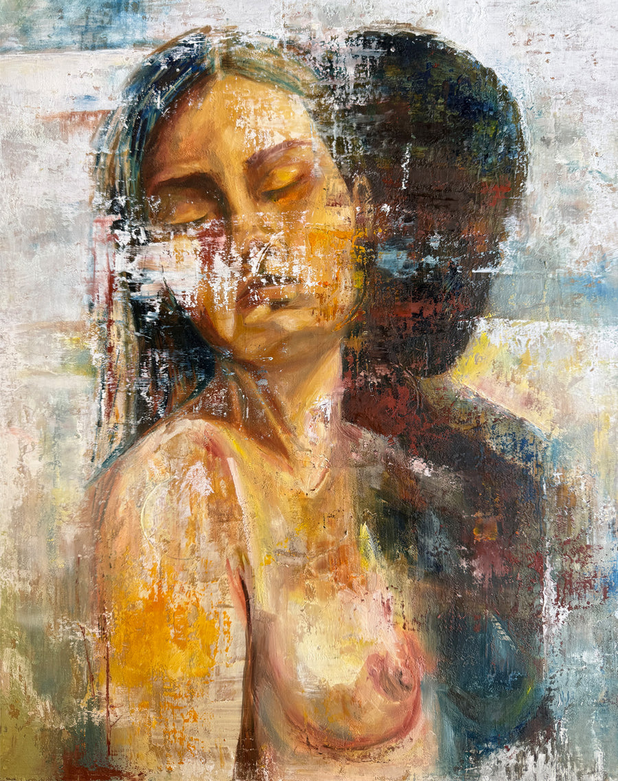 Echoes of the Unseen: Original Oil on Board by Nahira | VanArtHub, an original painting in the Contemporary Art collection