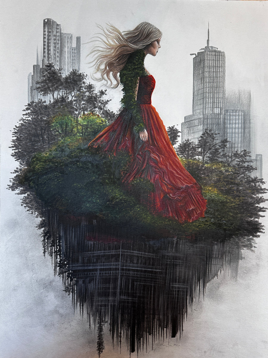 World in a Stranger's Hands: Original Colored Pencil on Artboard by Phaedra | VanArtHub, an original painting in the Vancouver Interior Art collection