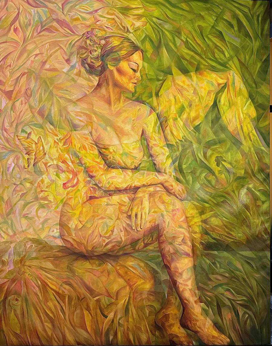 Green Soul: Original Oil on Canvas by Nahira | VanArtHub, an original painting in the Contemporary Office Paintings collection