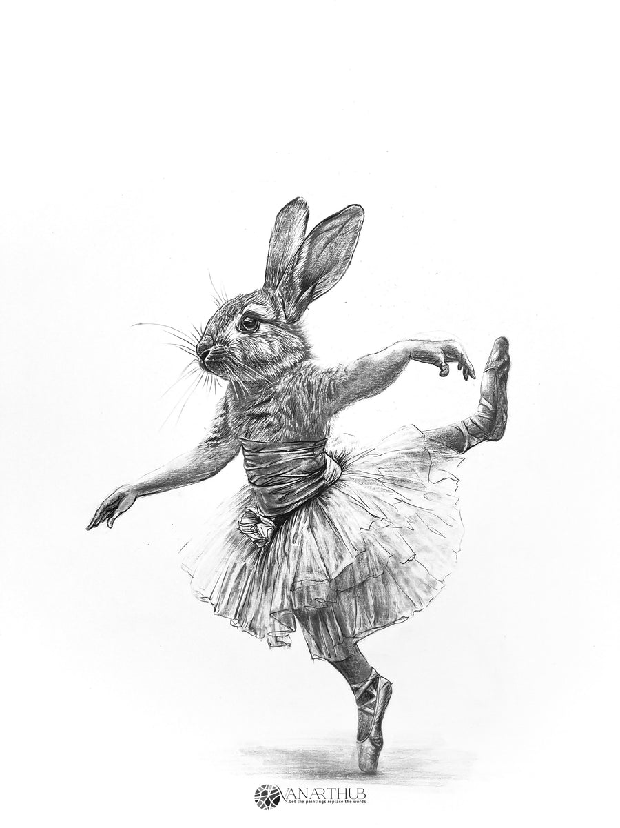 Silent Leap: Original Graphite on Artboard by Maria | VanArtHub, an original painting in the Luxury Abstract Paintings collection