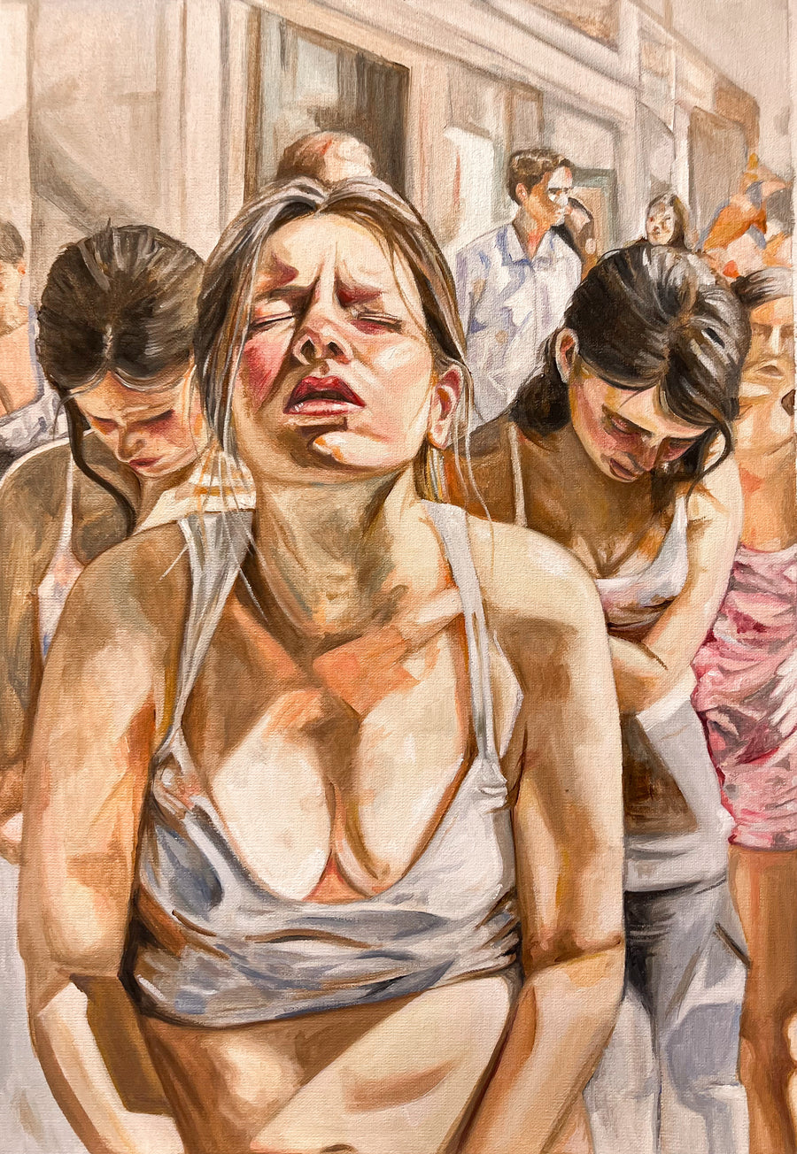 In the Heat of It All: Original Oil on Canvas by Nahira | VanArtHub, an original painting in the Oil Paintings collection