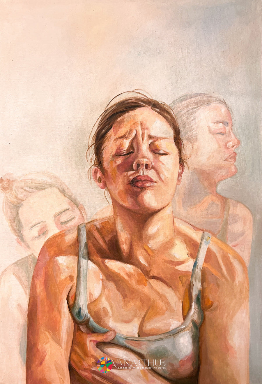 The Weight of Feeling: Original Oil on Canvas by Nahira | VanArtHub, an original painting in the Large Wall Art collection