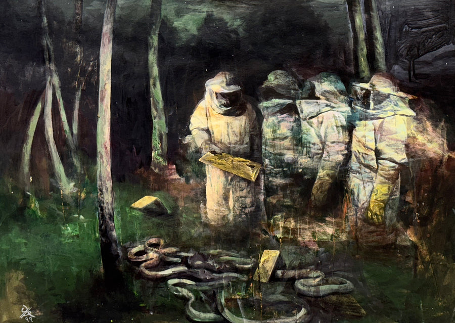 Encounter: Original Acrylic on Canvas by Nima Sayadian | VanArtHub, an original painting in the Office Wall Art collection