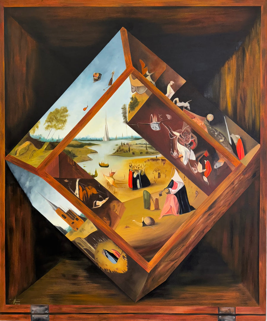 Small World in the Hands of a Stranger: Original Artwork by Melina Ghaemi | VanArtHub, an original painting in the Contemporary Canadian Art collection