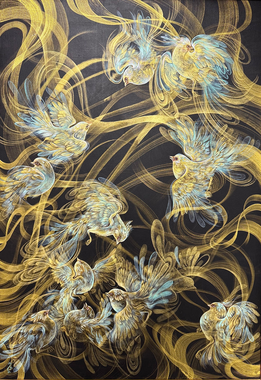 Wonderment: Original Acrylic on Canvas by Marjan Mousavi | VanArtHub, an original painting in the Statement Artwork for Commercial Spaces collection