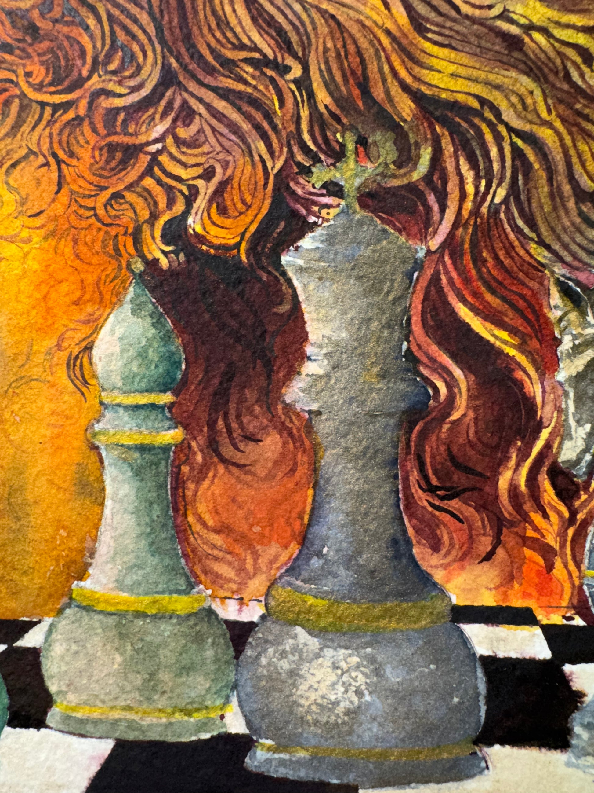 The Thinking Monster (Div Andish) — original art — detail 6 — ink by Amir Fazelian | VanArtHub original art