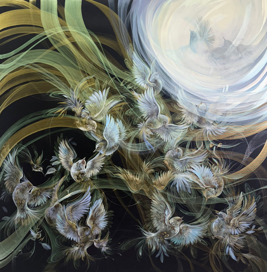 Toward the Light: Original Acrylic on Canvas by Marjan Mousavi | VanArtHub, an original painting in the Large Abstract Paintings collection