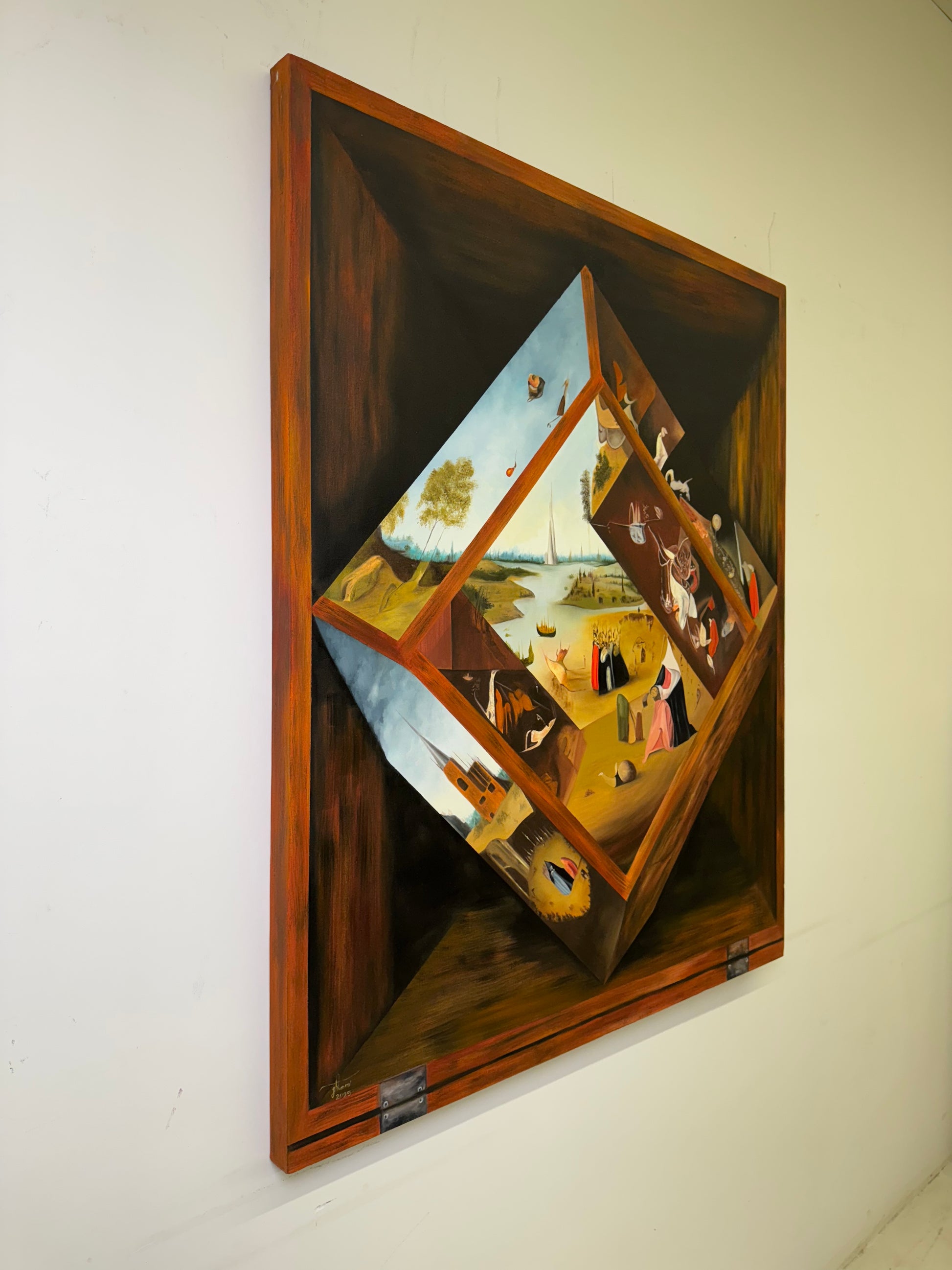 Small World in the Hands of a Stranger – detail 5 – Surrealist Oil by Melina Ghaemi | VanArtHub