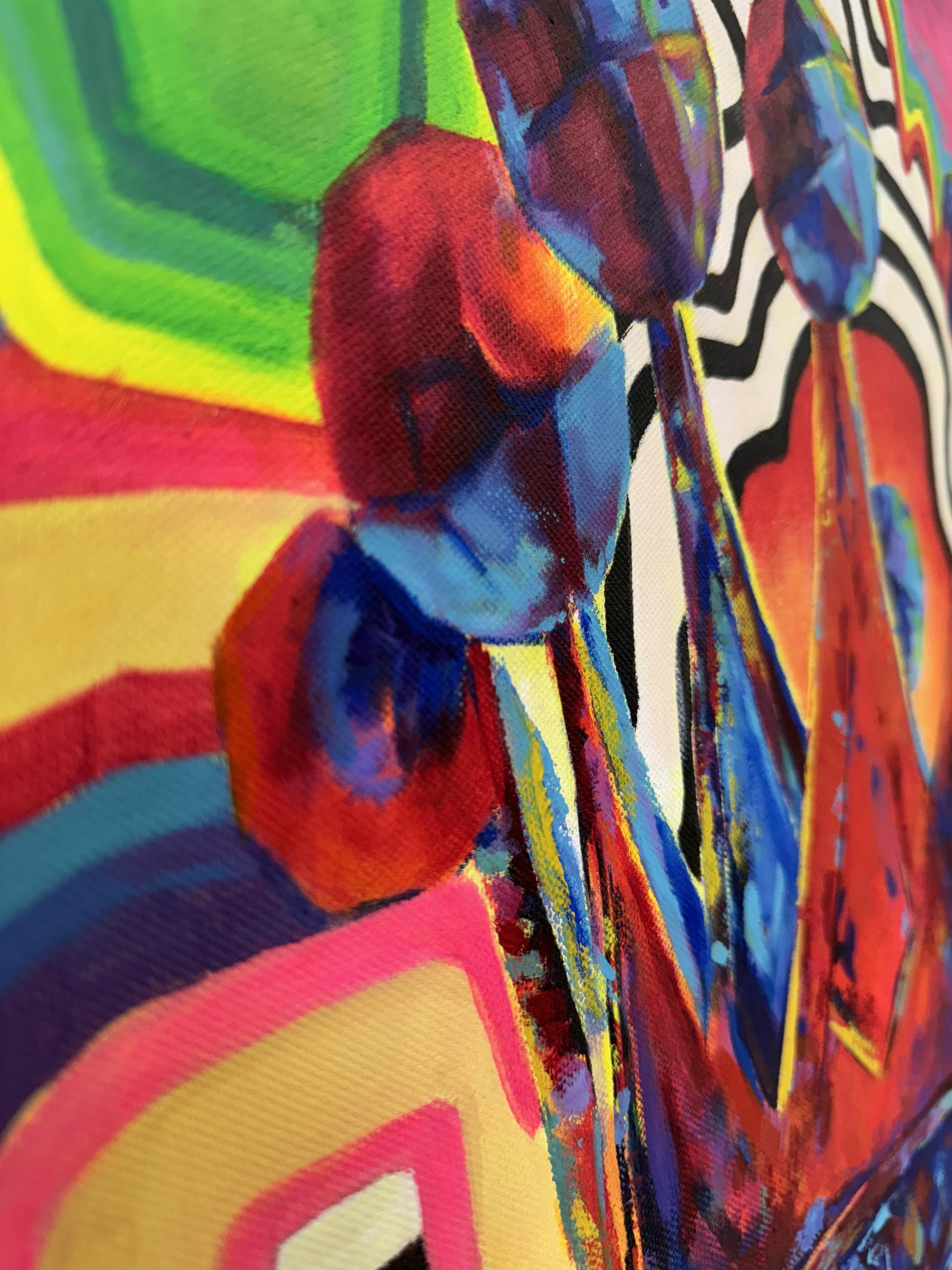 The Monster (Div) Trapped in Data — original art — detail 4 — painting by Amir Fazelian | VanArtHub original art