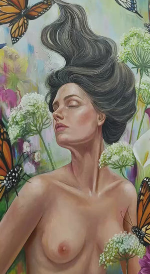 Studio video of Ecstasy in a Temporary Paradise, original oil painting on canvas 140x180 cm by Phaedra