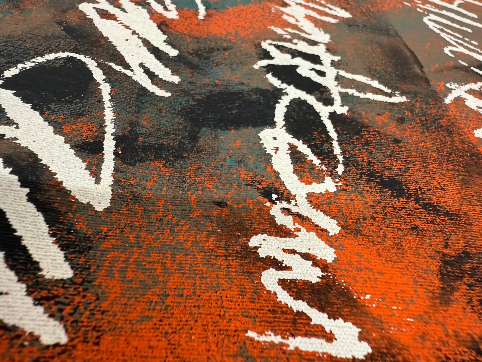 Close-up texture of the original painting Silent Echo, thick paint on canvas