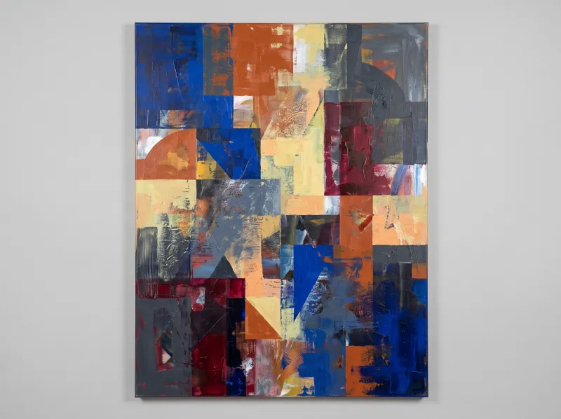Correct example: a painting photographed straight on, flat, with even light and all four edges visible