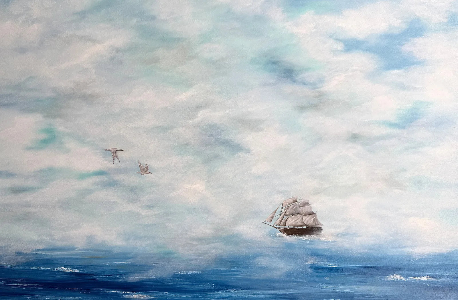 Voyage Through the Clouds, an original seascape painting by a Vancouver artist, sold at VanArtHub